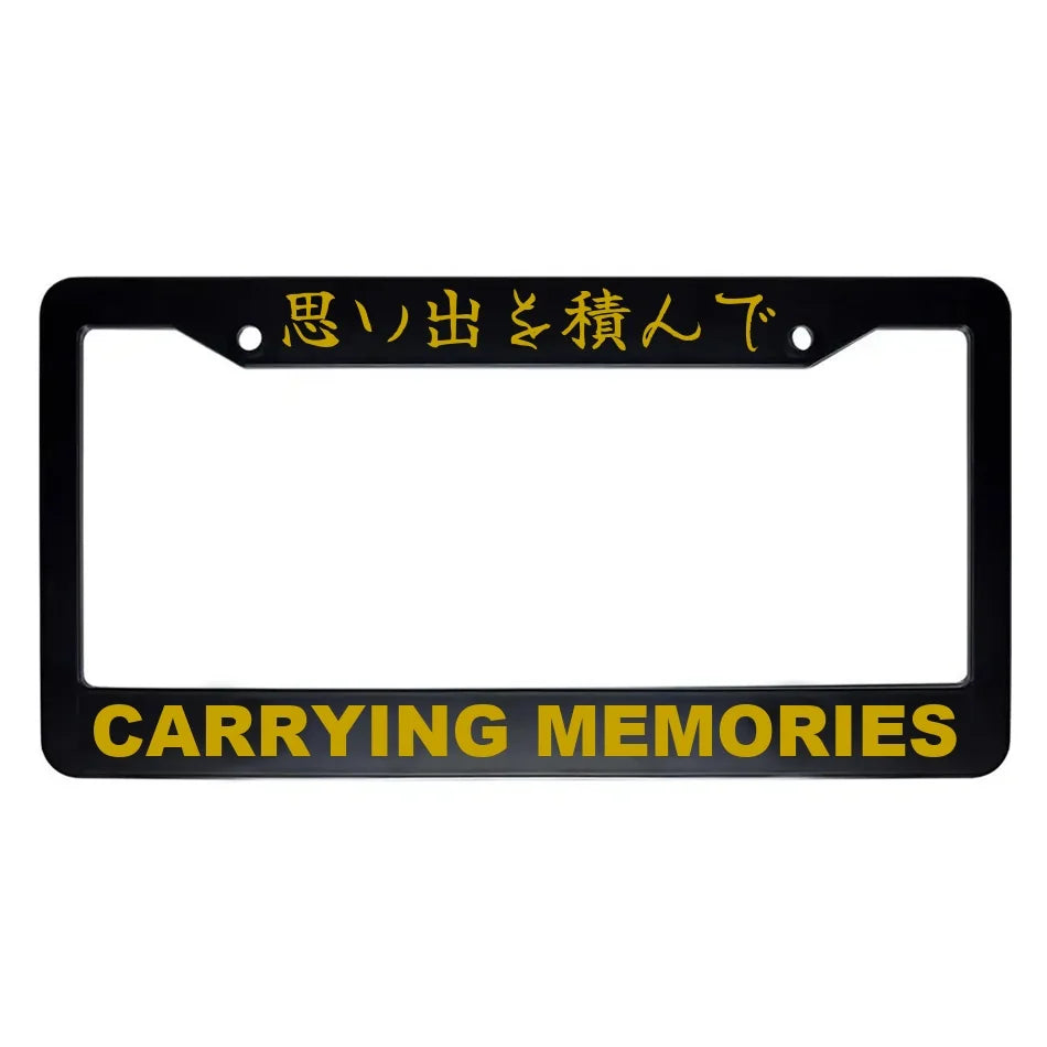 Carrying Memories ABS Black Plastic Kanji Japanese License Plate Frame - Gold Text