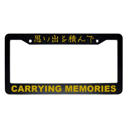 Carrying Memories ABS Black Plastic Kanji Japanese License Plate Frame - Gold Text