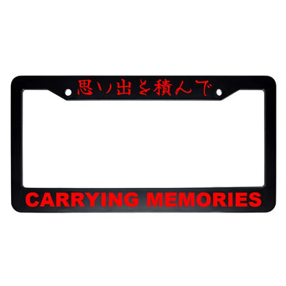 Carrying Memories ABS Black Plastic Kanji Japanese License Plate Frame - Red Text