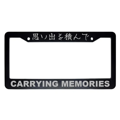 Carrying Memories ABS Black Plastic Kanji Japanese License Plate Frame - Silver Text