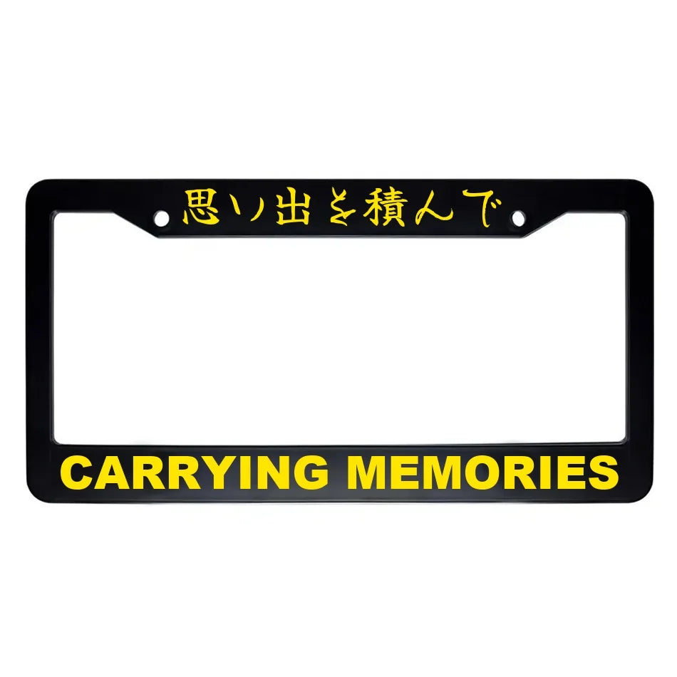 Carrying Memories ABS Black Plastic Kanji Japanese License Plate Frame - Yellow Text