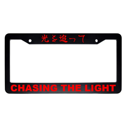 Chasing the Light ABS Black Plastic Kanji Japanese License Plate Frame - Red Text