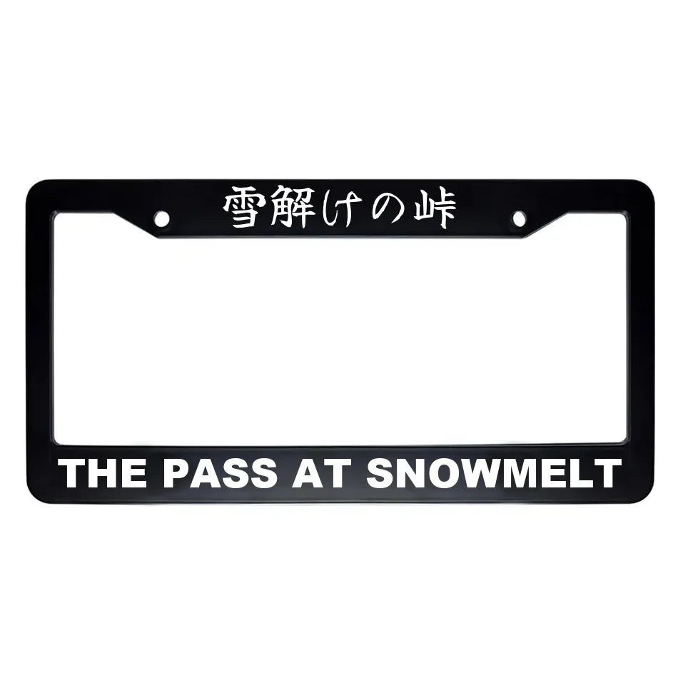 The Pass at Snowmelt ABS Black Plastic Kanji Japanese License Plate Frame - White Text