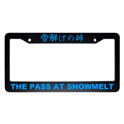 The Pass at Snowmelt ABS Black Plastic Kanji Japanese License Plate Frame - Blue Text