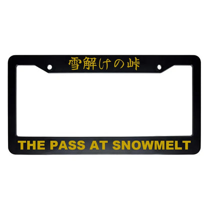 The Pass at Snowmelt ABS Black Plastic Kanji Japanese License Plate Frame - Gold Text
