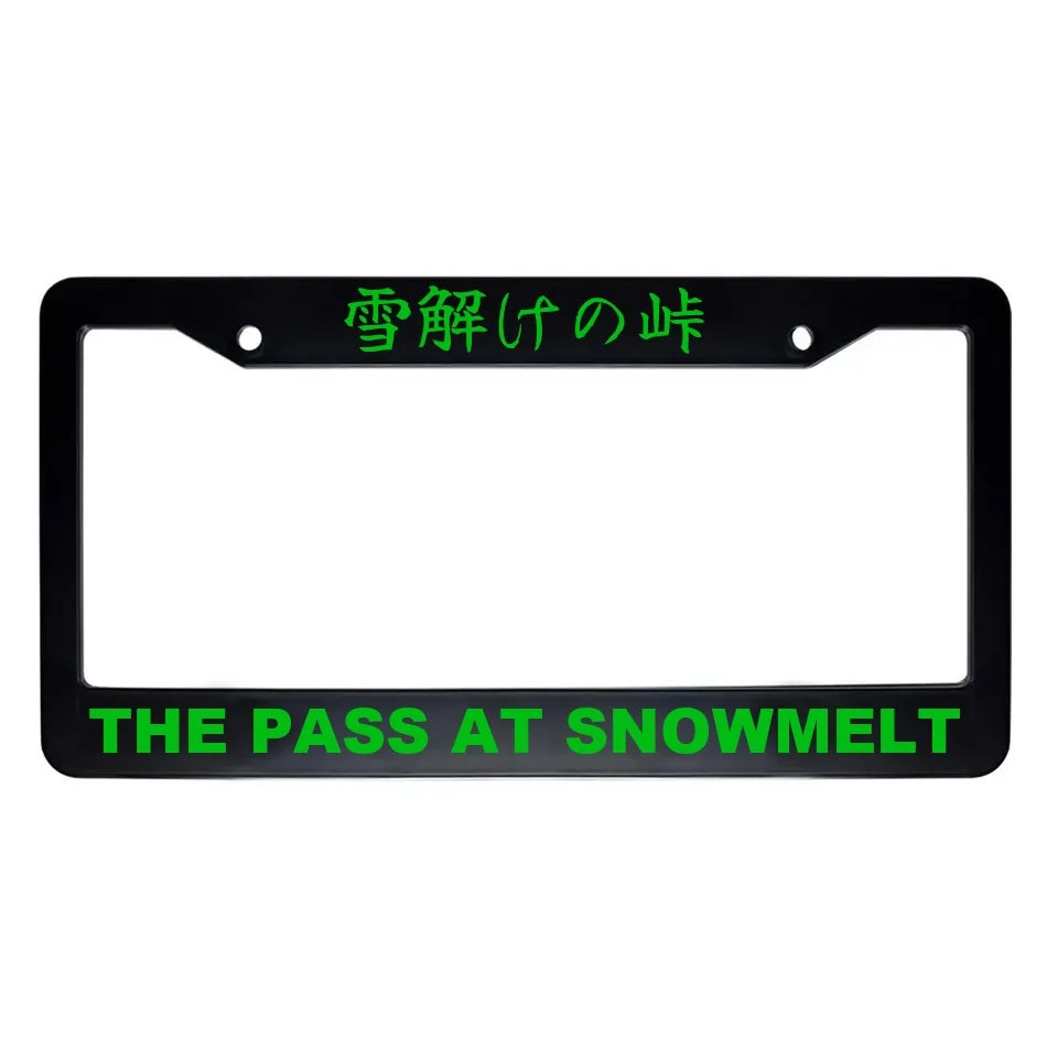 The Pass at Snowmelt ABS Black Plastic Kanji Japanese License Plate Frame - Green Text