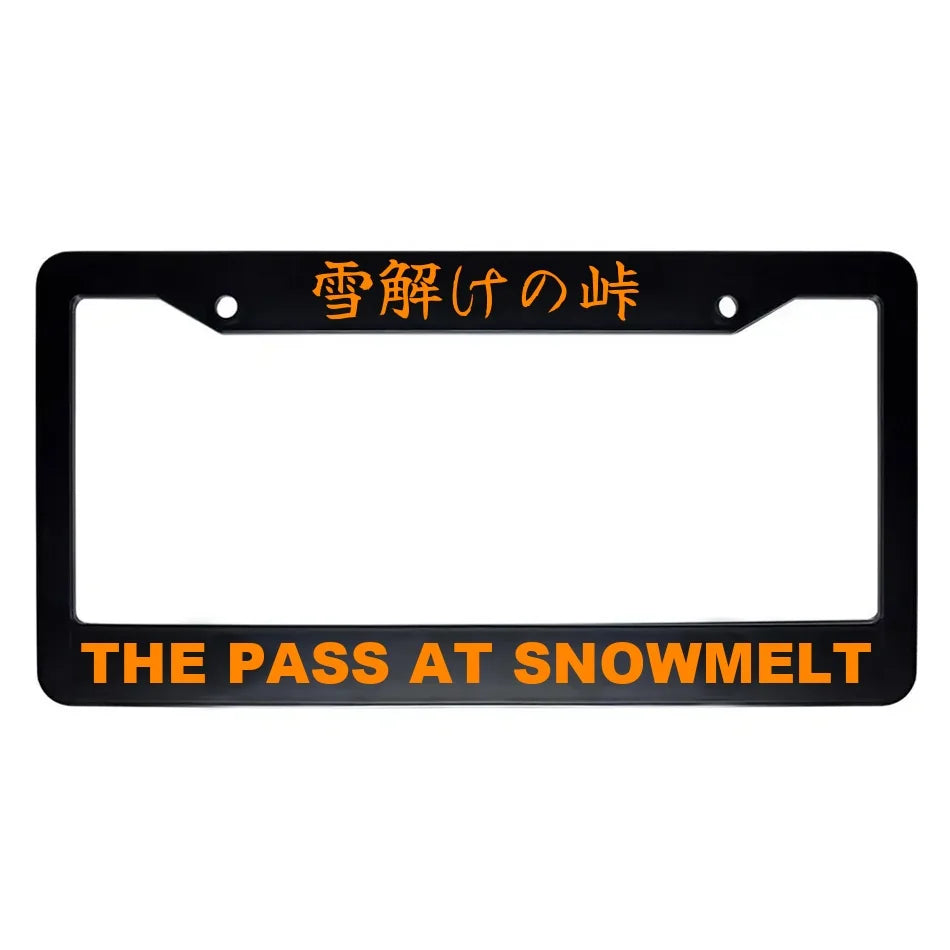 The Pass at Snowmelt ABS Black Plastic Kanji Japanese License Plate Frame - Orange Text