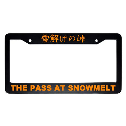 The Pass at Snowmelt ABS Black Plastic Kanji Japanese License Plate Frame - Orange Text