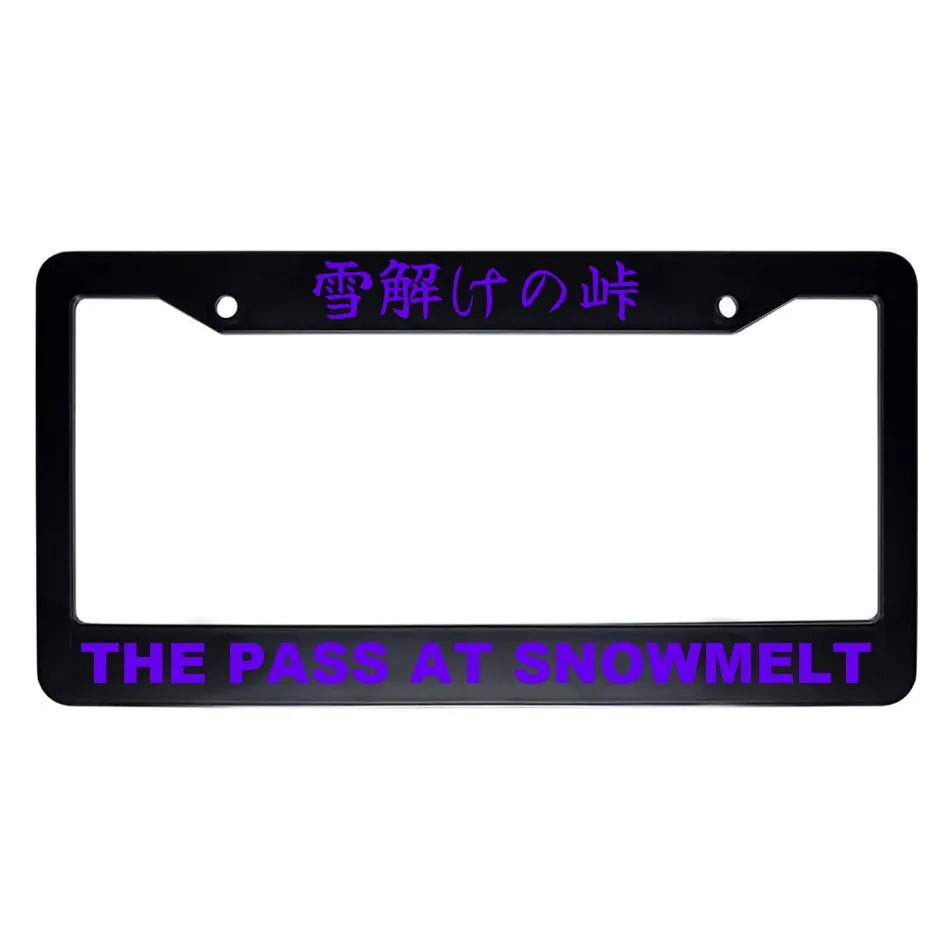 The Pass at Snowmelt ABS Black Plastic Kanji Japanese License Plate Frame - Purple Text