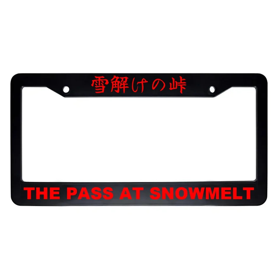The Pass at Snowmelt ABS Black Plastic Kanji Japanese License Plate Frame - Red Text