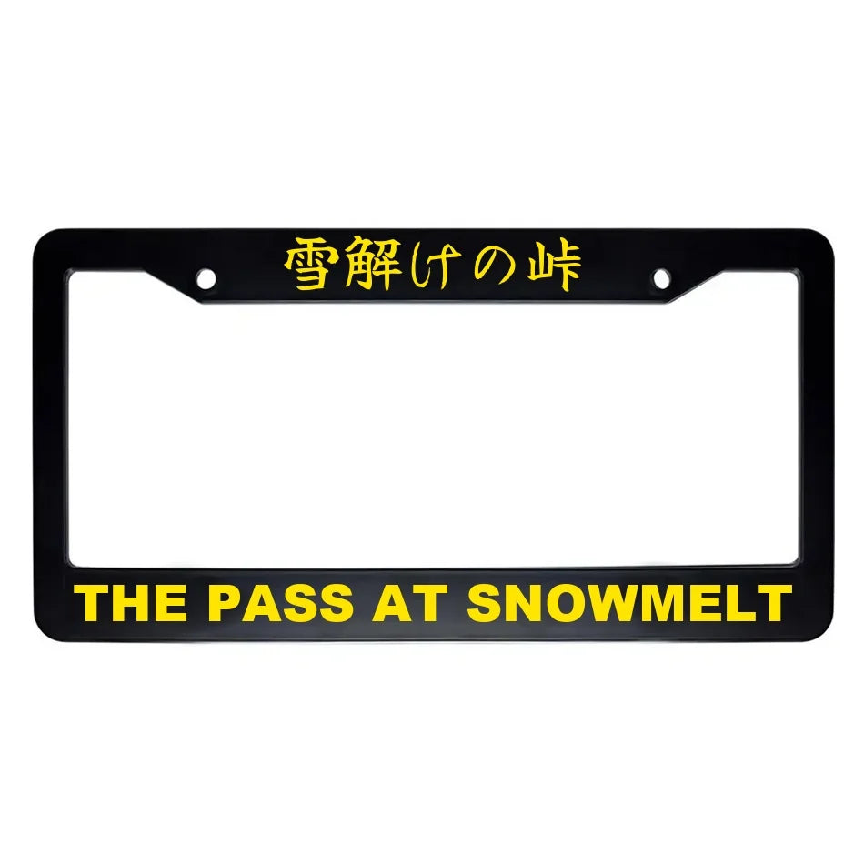 The Pass at Snowmelt ABS Black Plastic Kanji Japanese License Plate Frame - Yellow Text