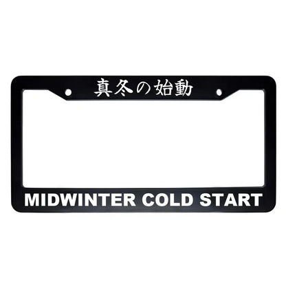 Midwinter Cold Start ABS Black Plastic Kanji Japanese License Plate Frame - White Text