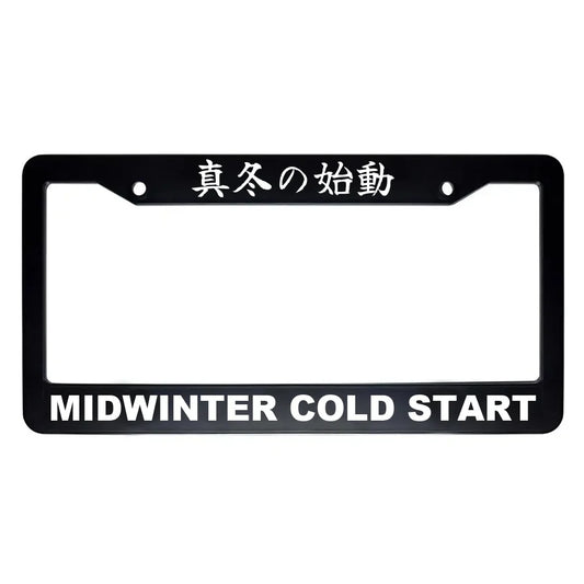 Midwinter Cold Start ABS Black Plastic Kanji Japanese License Plate Frame - White Text