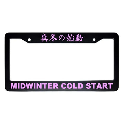 Midwinter Cold Start ABS Black Plastic Kanji Japanese License Plate Frame - Pink Text