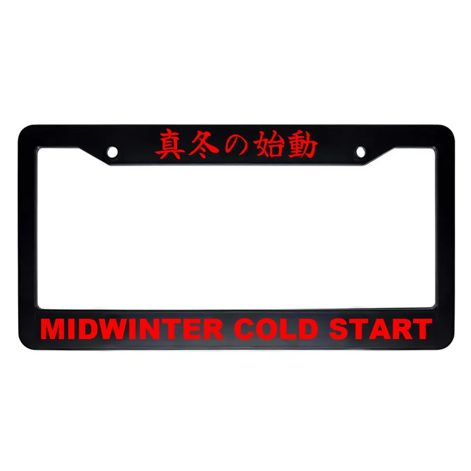 Midwinter Cold Start ABS Black Plastic Kanji Japanese License Plate Frame - Red Text