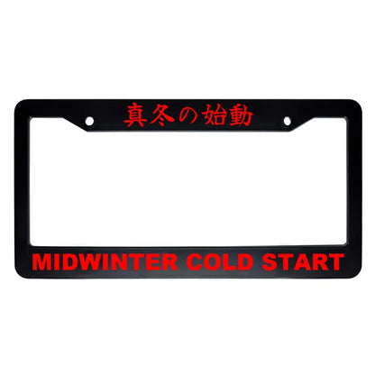 Midwinter Cold Start ABS Black Plastic Kanji Japanese License Plate Frame - Red Text
