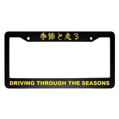 Driving Through the Seasons ABS Black Plastic Kanji Japanese License Plate Frame - Yellow Text