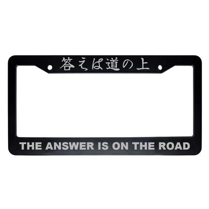 The Answer Is on the Road ABS Black Plastic Kanji Japanese License Plate Frame - Silver Text