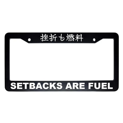 Setbacks Are Fuel ABS Black Plastic Kanji Japanese License Plate Frame - White Text