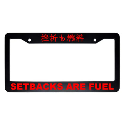 Setbacks Are Fuel ABS Black Plastic Kanji Japanese License Plate Frame - Red Text