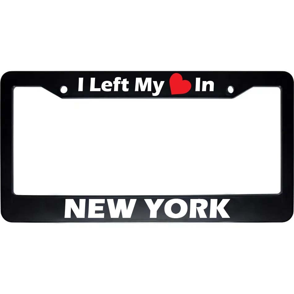 I Left My Heart In New York License Plate Frame | Black Car Accessories