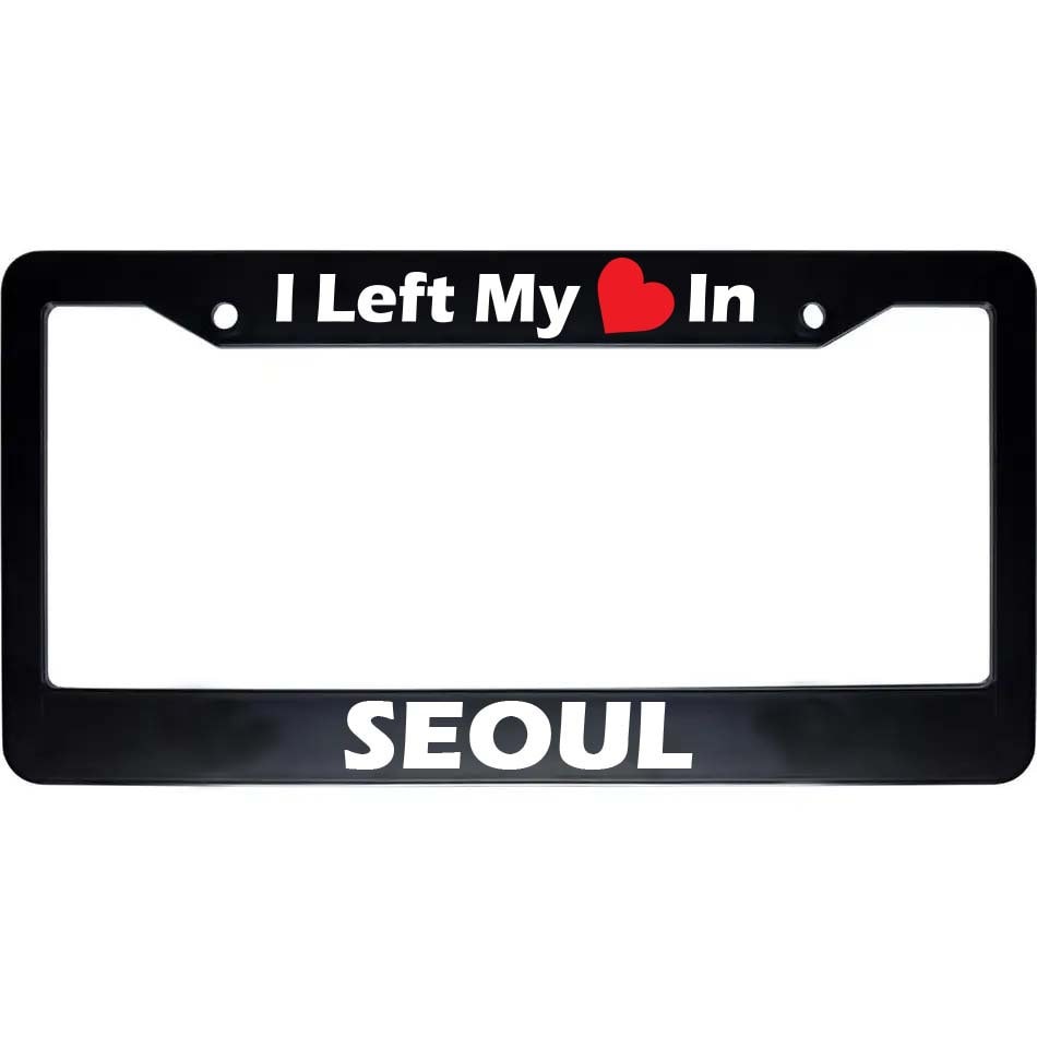 I Left My Heart In SEOUL License Plate Frame | Black Car Accessories