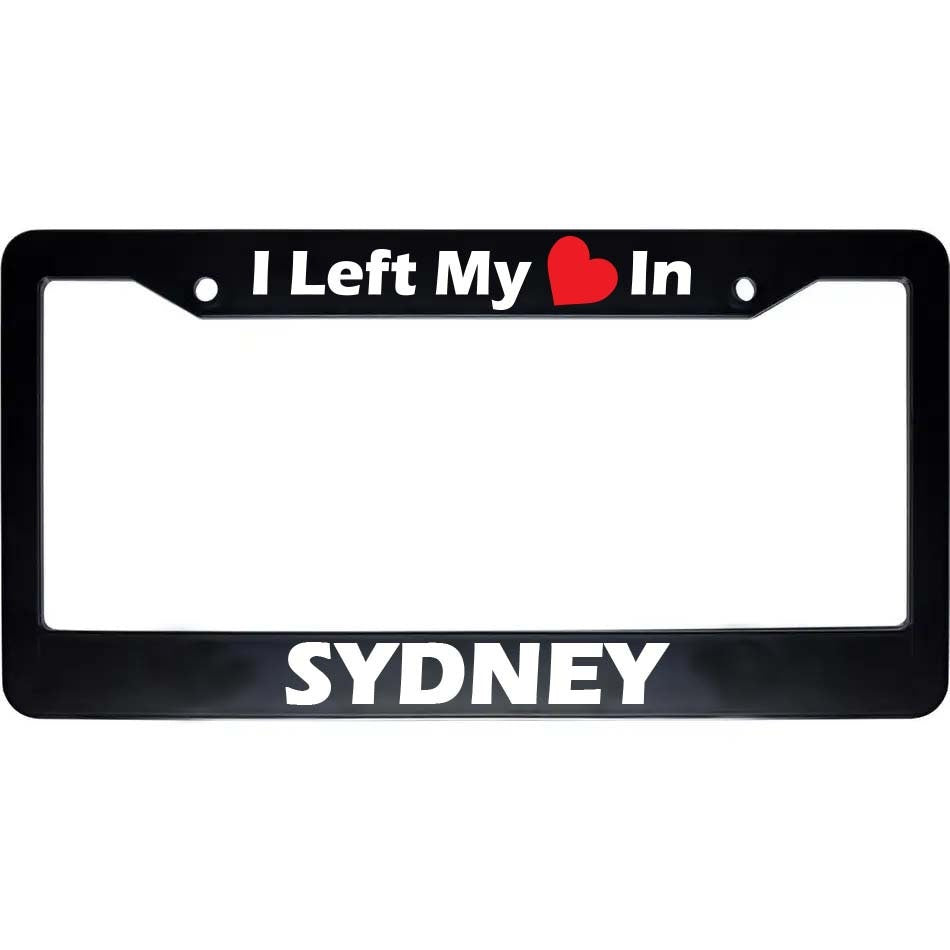 I Left My Heart In SYDNEY Black License Plate Frame | Car Accessories