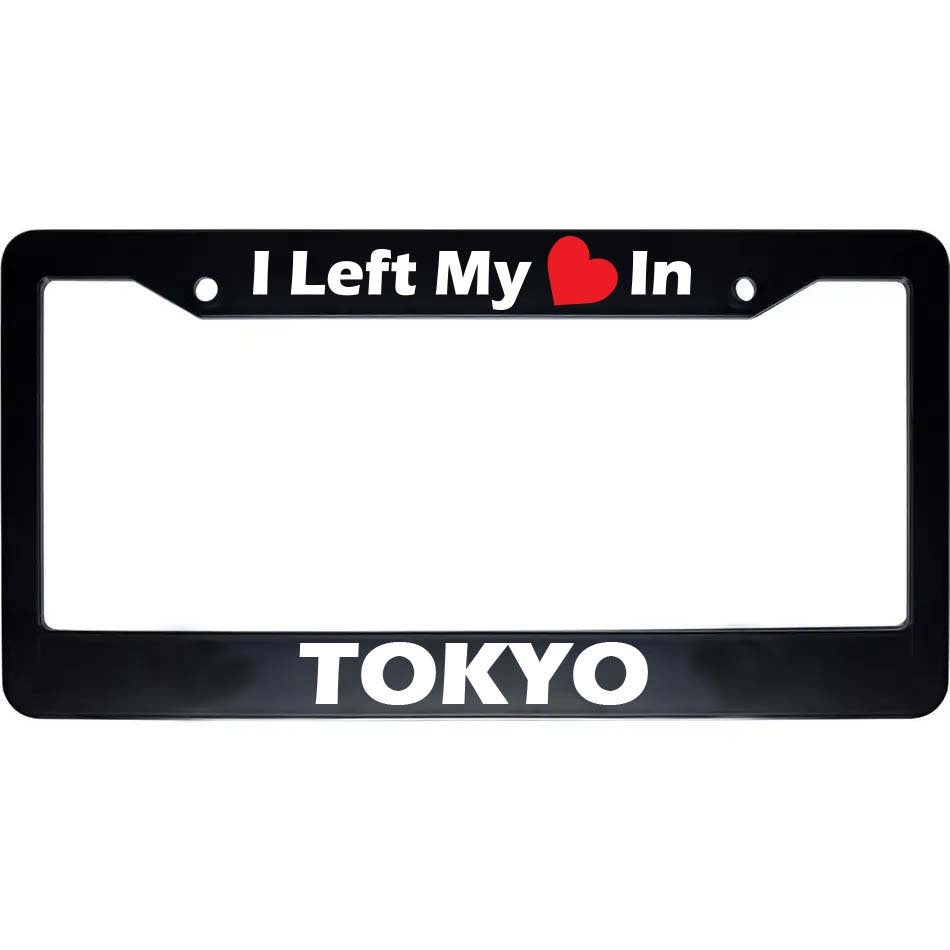 I Left My Heart In TOKYO Black Car Auto License Plate Frame | Auto Car Accessories License Plate Frame Art