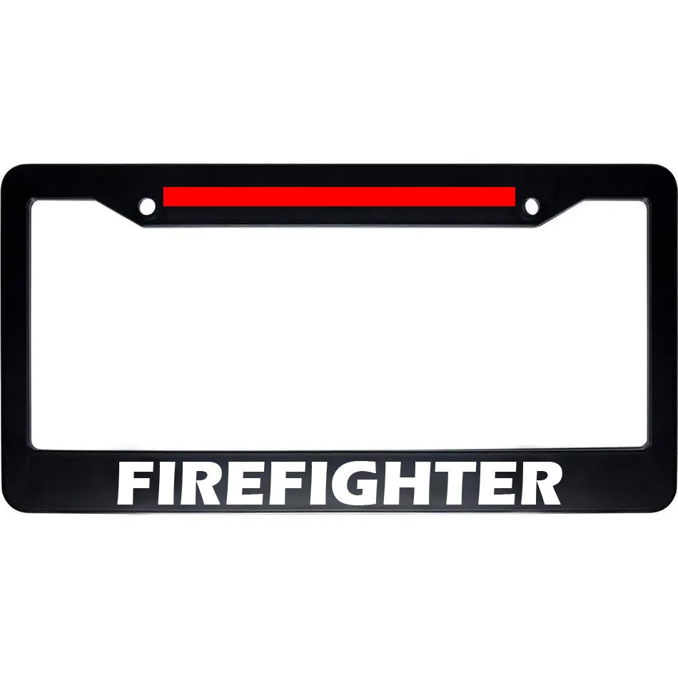Red Firefighter Thin Red Line Black USA Car Auto License Plate Frame
