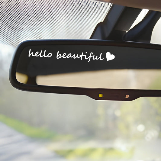 4x Hello Beautiful  Rearview Mirror Decal,Car Decal For Women,Rear View Mirror Sticker,Car Window Decal,Vanity Mirror Decal,Affirmation Sticker,Water Bottle Sticker,Car Mirror Sticker,Tumblers Sticker