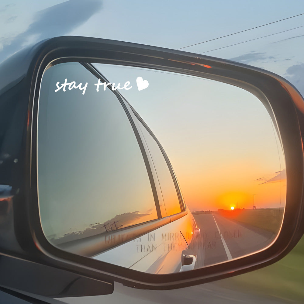 4x Stay True  Rearview Mirror Decal,Car Decal For Women,Rear View Mirror Sticker,Car Window Decal,Vanity Mirror Decal,Affirmation Sticker,Water Bottle Sticker,Car Mirror Sticker,Tumblers Sticker, 4 Inch Width