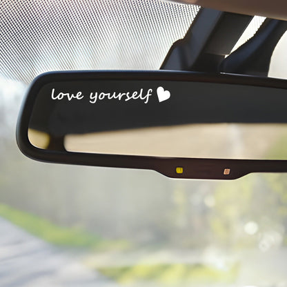 4x Love Yourself  Rearview Mirror Decal,Car Decal For Women,Rear View Mirror Sticker,Car Window Decal,Vanity Mirror Decal,Affirmation Sticker,Water Bottle Sticker,Car Mirror Sticker,Tumblers Sticker, 4 Inch Width