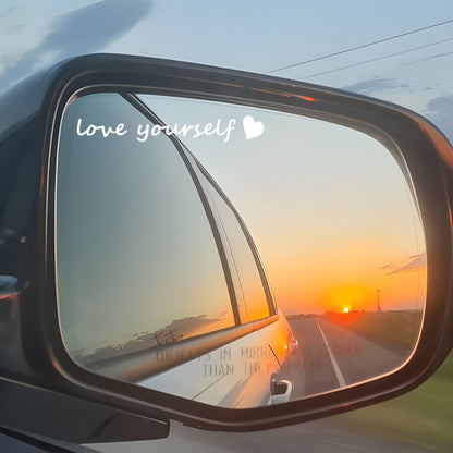 4x Love Yourself  Rearview Mirror Decal,Car Decal For Women,Rear View Mirror Sticker,Car Window Decal,Vanity Mirror Decal,Affirmation Sticker,Water Bottle Sticker,Car Mirror Sticker,Tumblers Sticker, 4 Inch Width