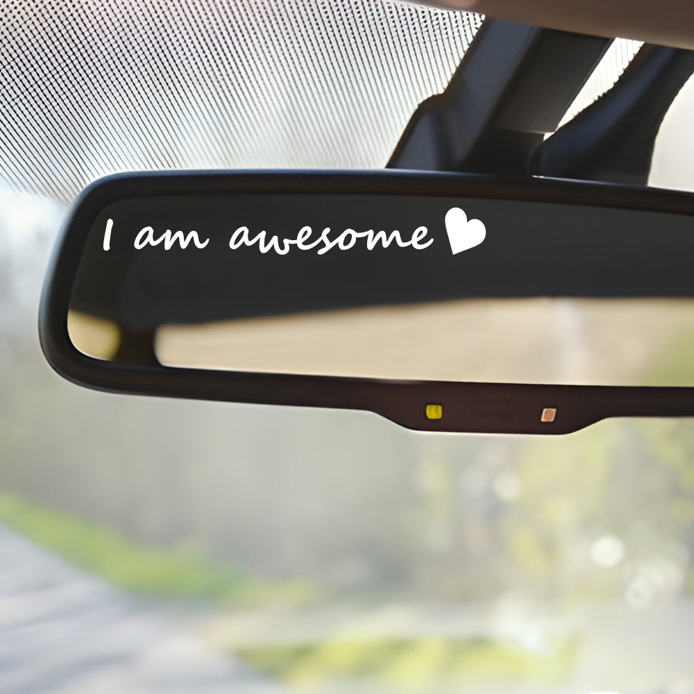4x I am Awesome  Rearview Mirror Decal,Car Decal For Women,Rear View Mirror Sticker,Car Window Decal,Vanity Mirror Decal,Affirmation Sticker,Water Bottle Sticker,Car Mirror Sticker,Tumblers Sticker, 4 Inch Width