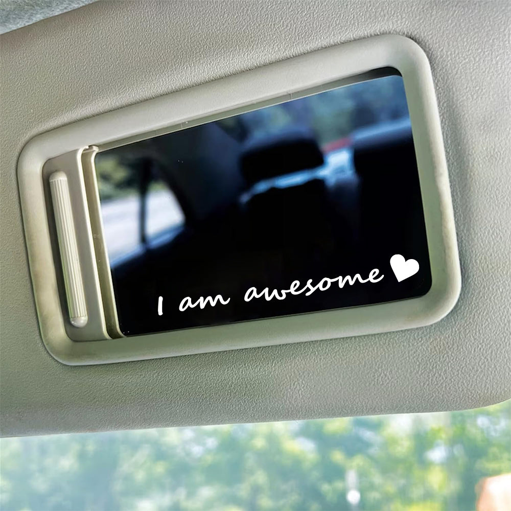 4x I am Awesome  Rearview Mirror Decal,Car Decal For Women,Rear View Mirror Sticker,Car Window Decal,Vanity Mirror Decal,Affirmation Sticker,Water Bottle Sticker,Car Mirror Sticker,Tumblers Sticker, 4 Inch Width