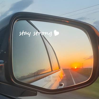 4x Stay Strong  Rearview Mirror Decal,Car Decal For Women,Rear View Mirror Sticker,Car Window Decal,Vanity Mirror Decal,Affirmation Sticker,Water Bottle Sticker,Car Mirror Sticker,Tumblers Sticker, 4In Width